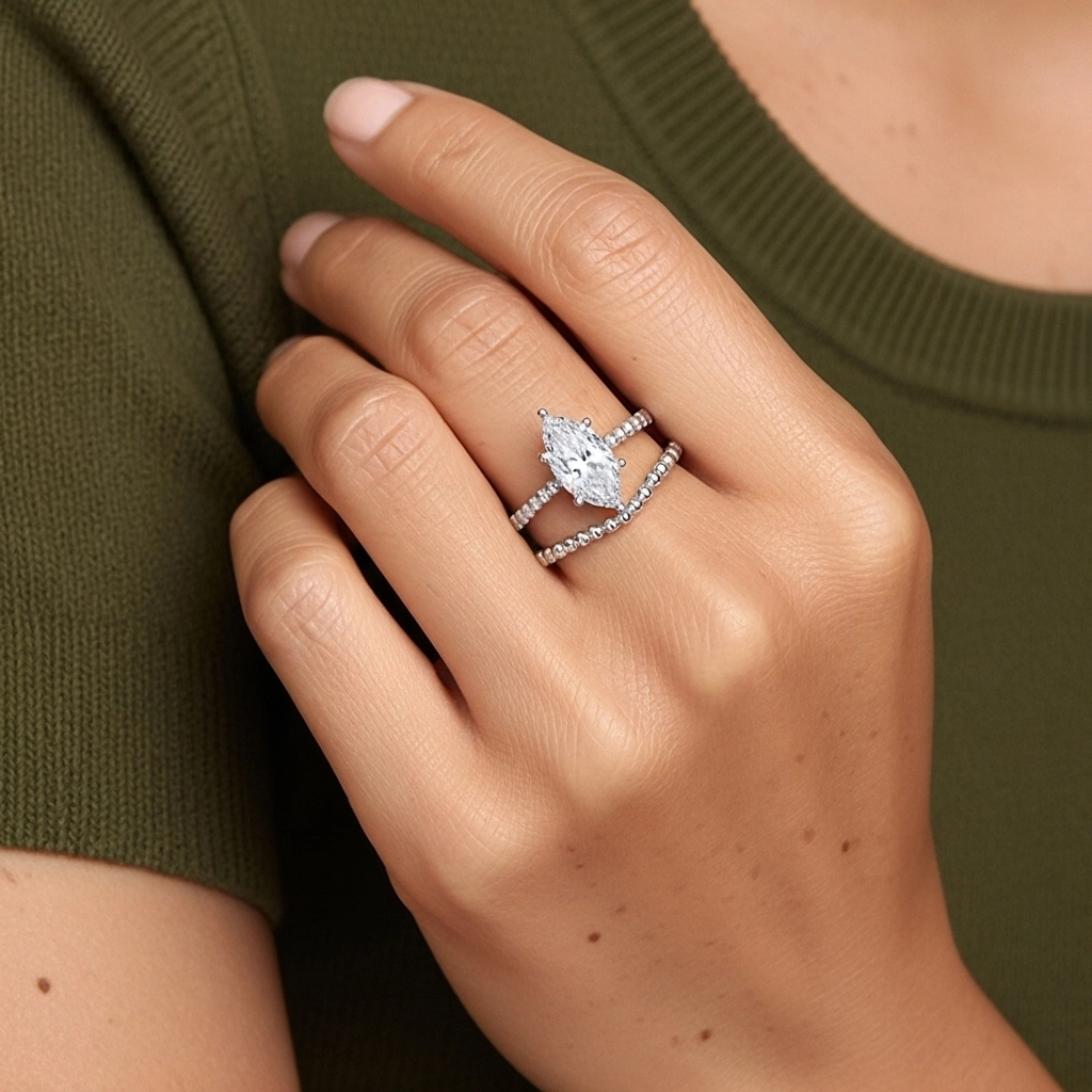 1.00ct Moissanite Wedding Ring Set Platinum