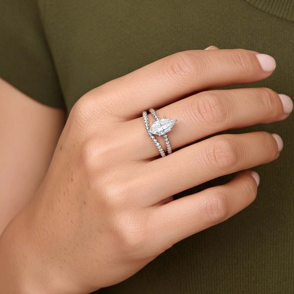 1.00ct Moissanite Wedding Ring Set Platinum