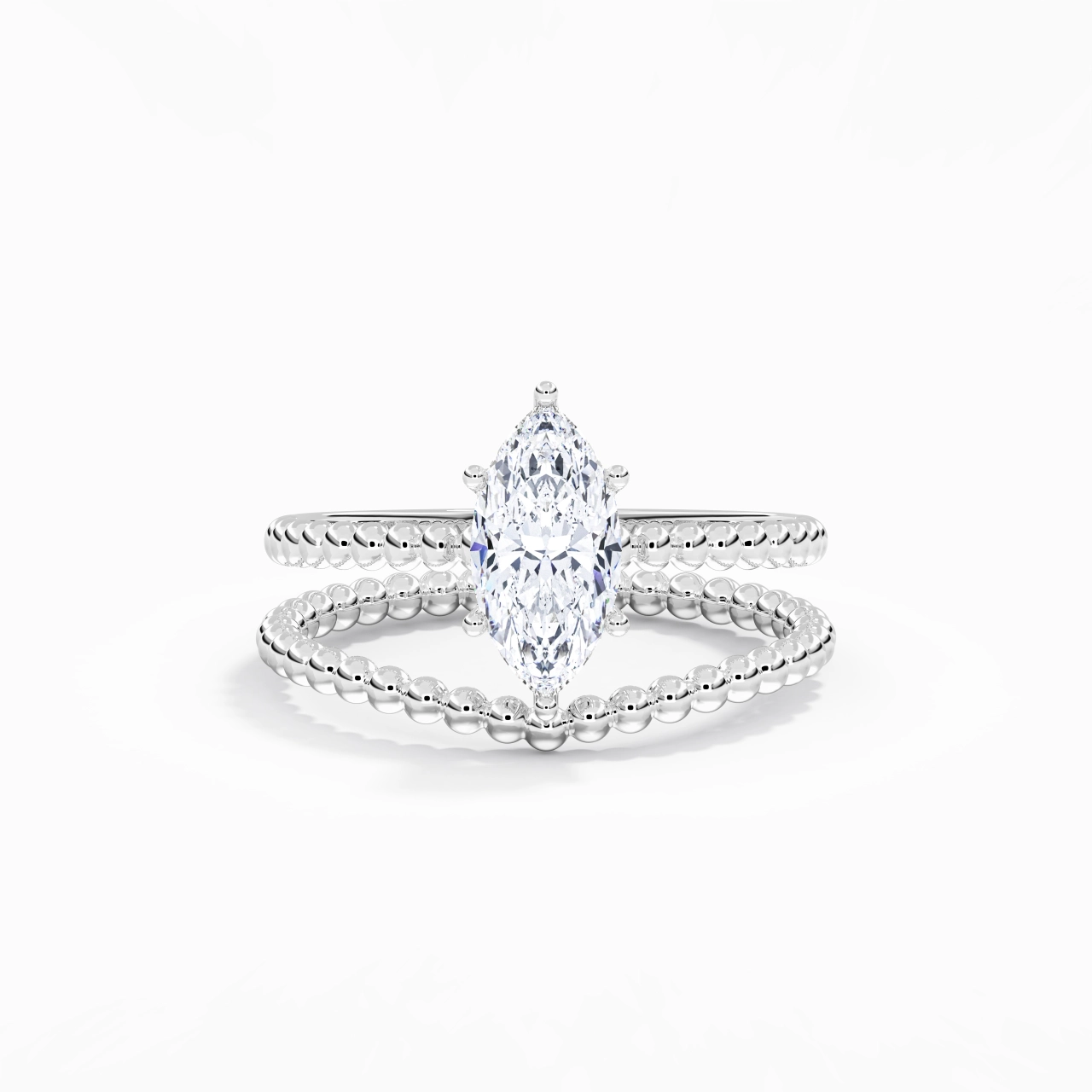 1.00ct Moissanite Wedding Ring Set 14K White Gold