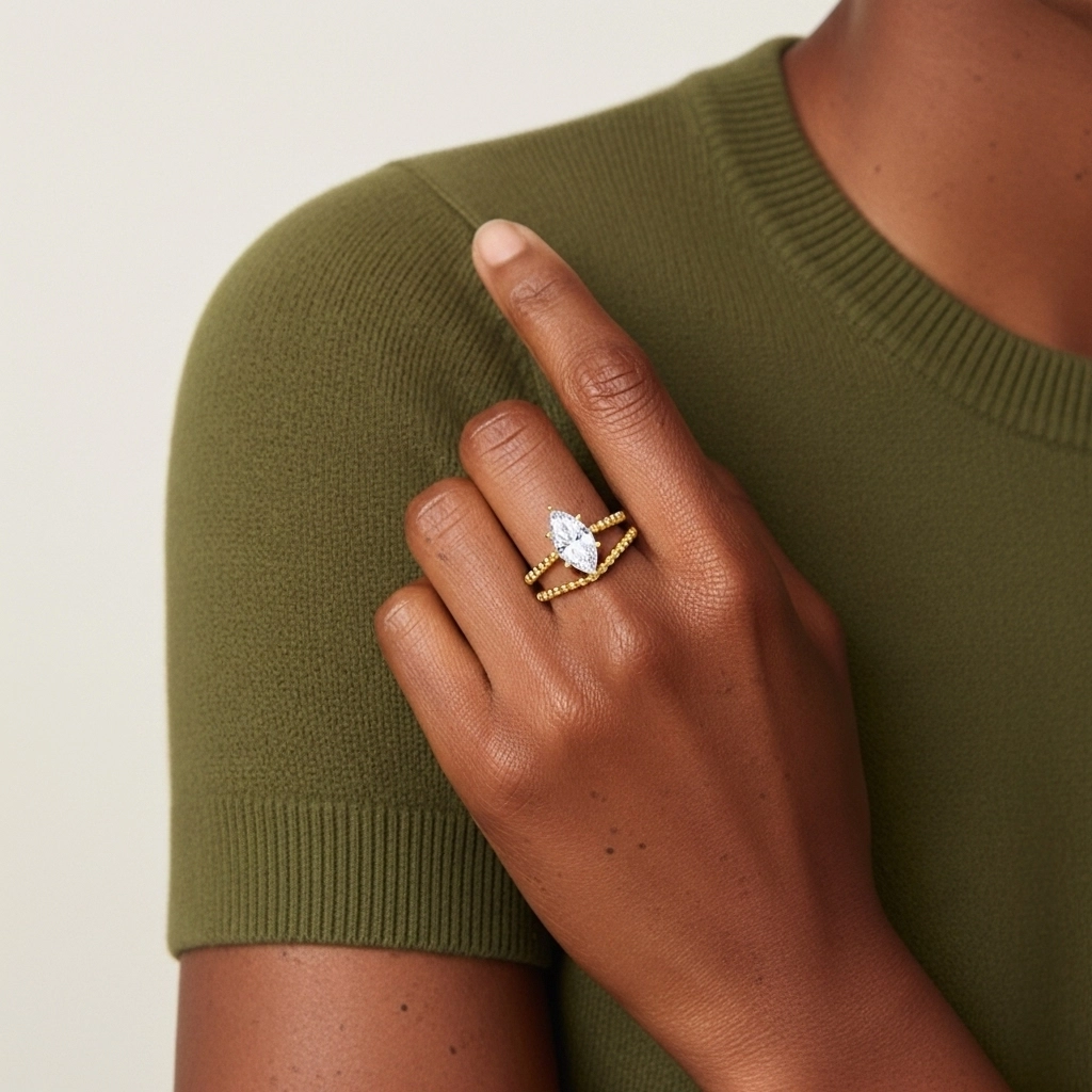 1.00ct Moissanite Wedding Ring Set 14K Gold