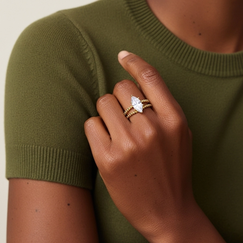 1.00ct Moissanite Wedding Ring Set 14K Gold