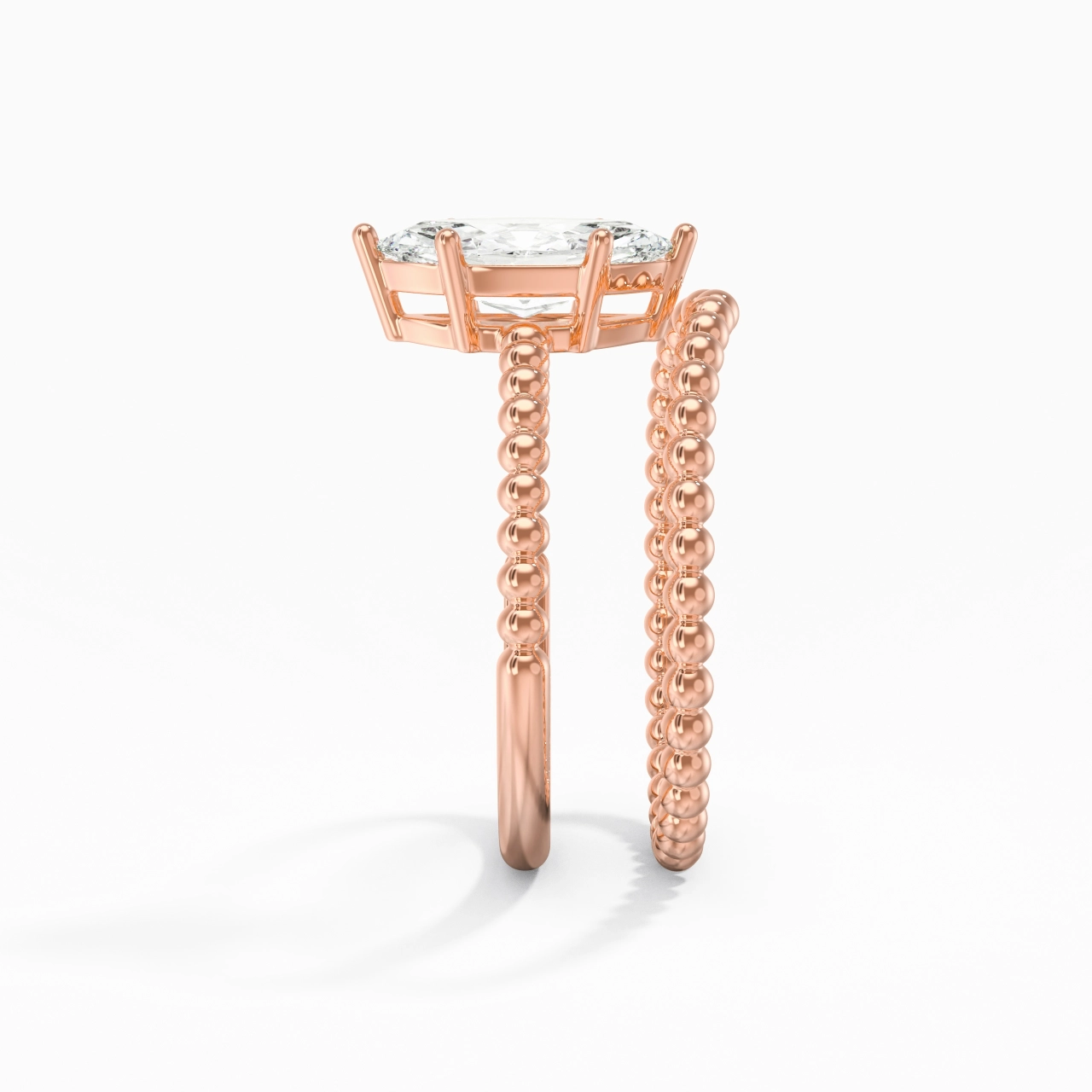 1.00ct Moissanite Wedding Ring Set 18K Rose Gold