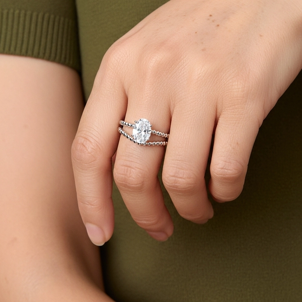 1.00ct Moissanite Wedding Ring Set Platinum