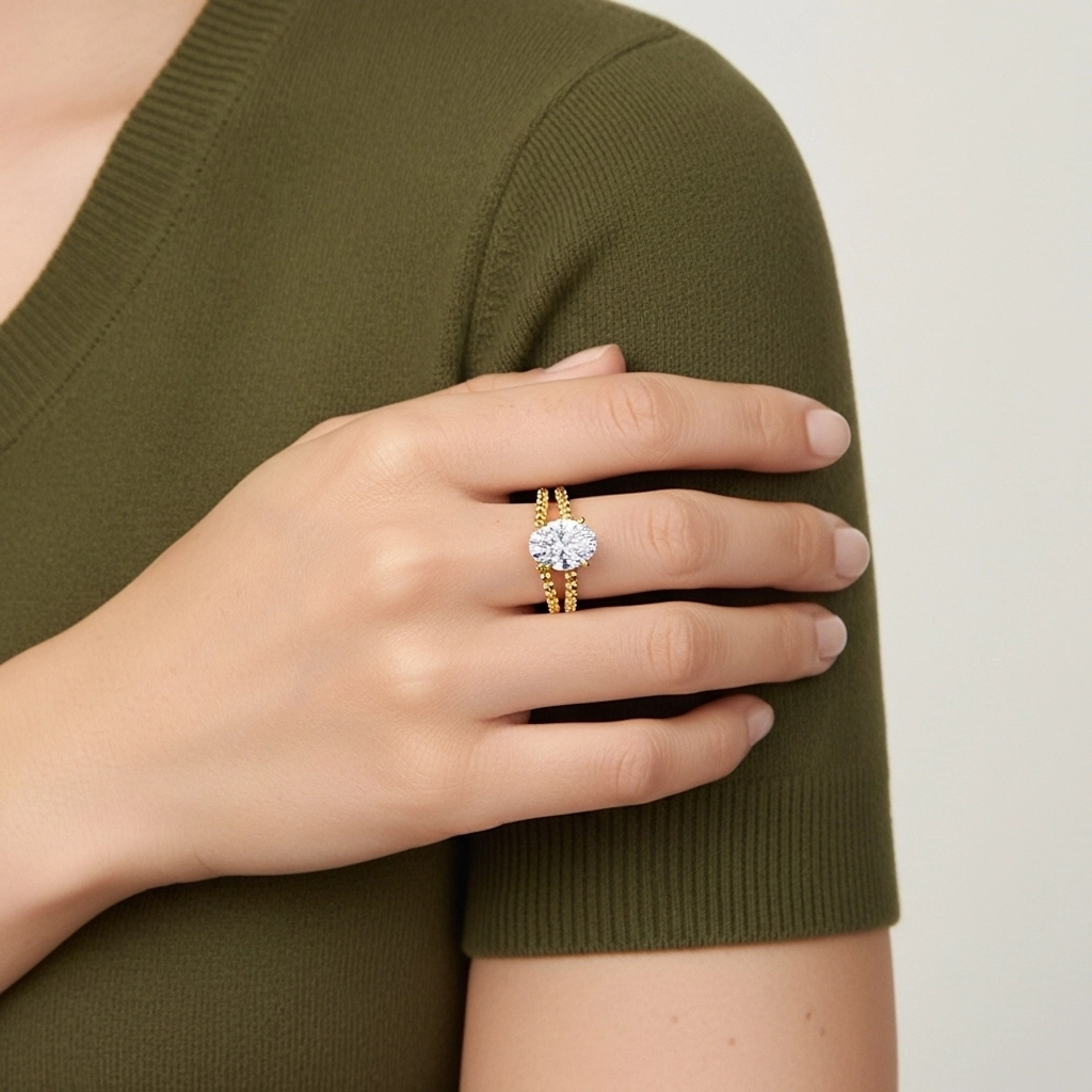 1.50ct Moissanite Wedding Ring Set 14K Gold