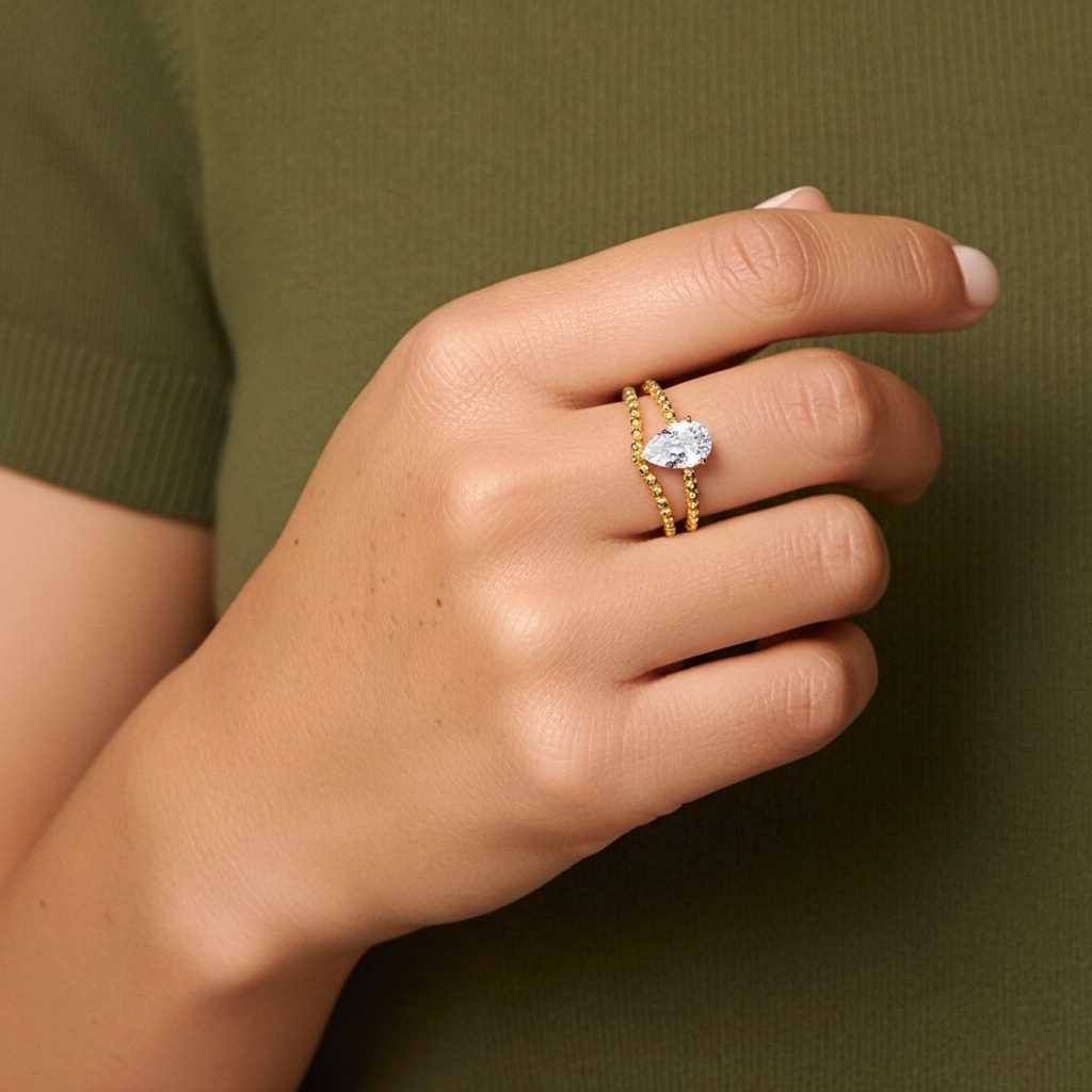 1.00ct Moissanite Wedding Ring Set 14K Gold