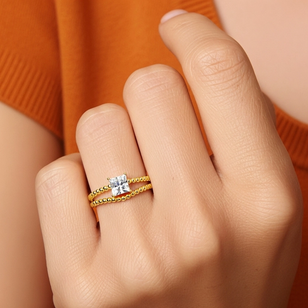 1.00ct Moissanite Ensemble d'alliances Or 14 carats