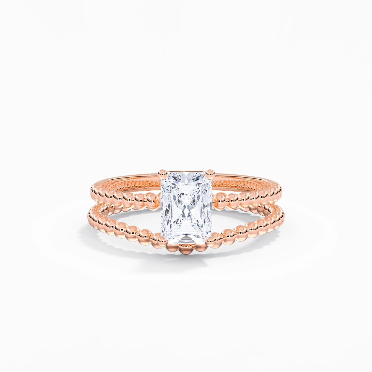 1.00ct Moissanite Wedding Ring Set 14K Rose Gold