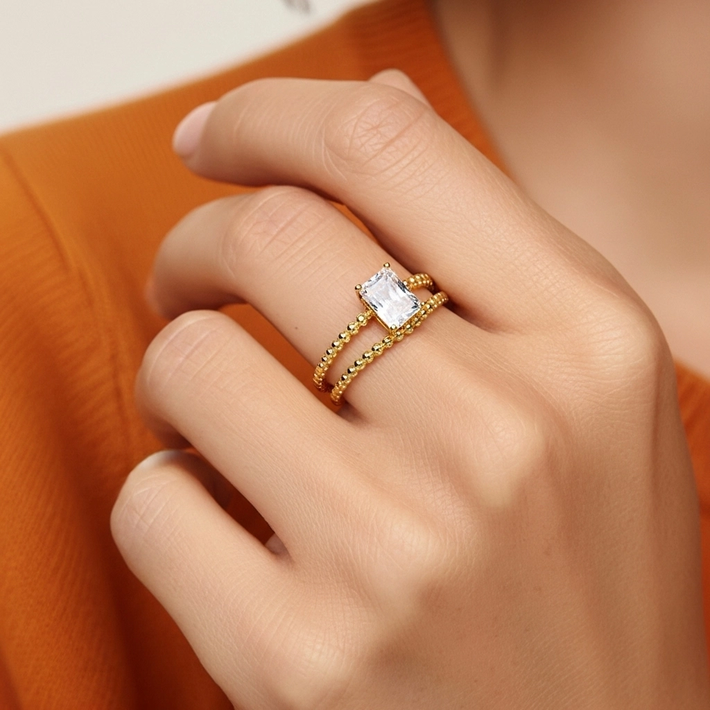 1.00ct Moissanite Wedding Ring Set 14K Gold