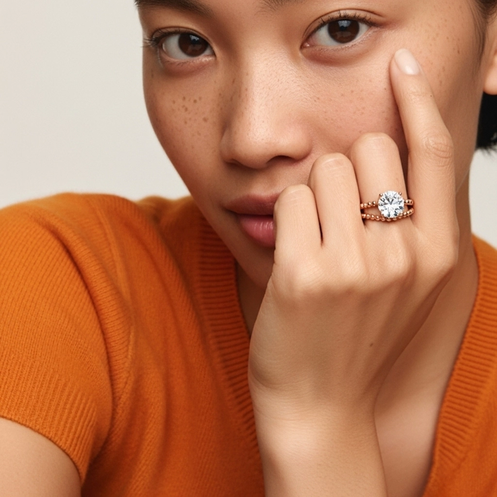 1.00ct Moissanite Wedding Ring Set 14K Rose Gold