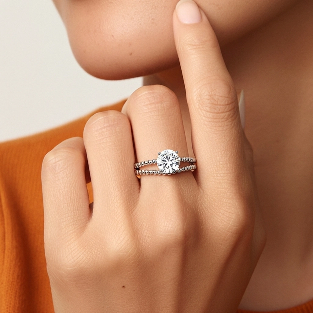 1.00ct Moissanite Wedding Ring Set Platinum