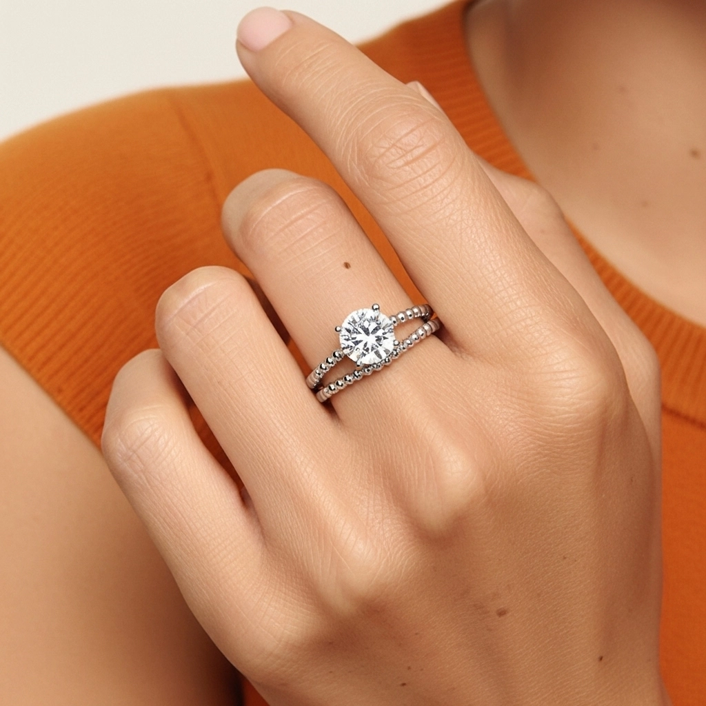 1.00ct Moissanite Wedding Ring Set Platinum