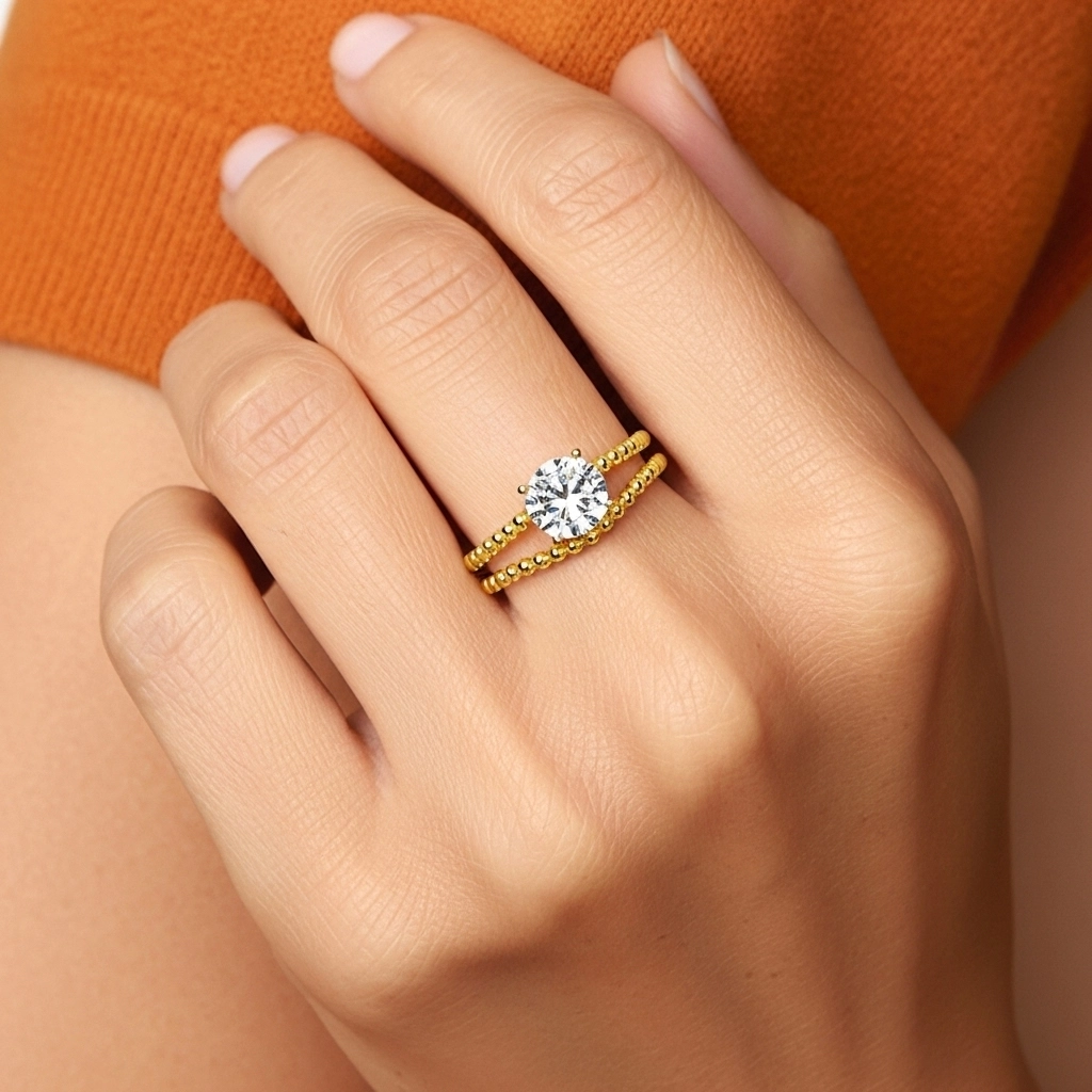 1.00ct Moissanite Wedding Ring Set 14K Gold