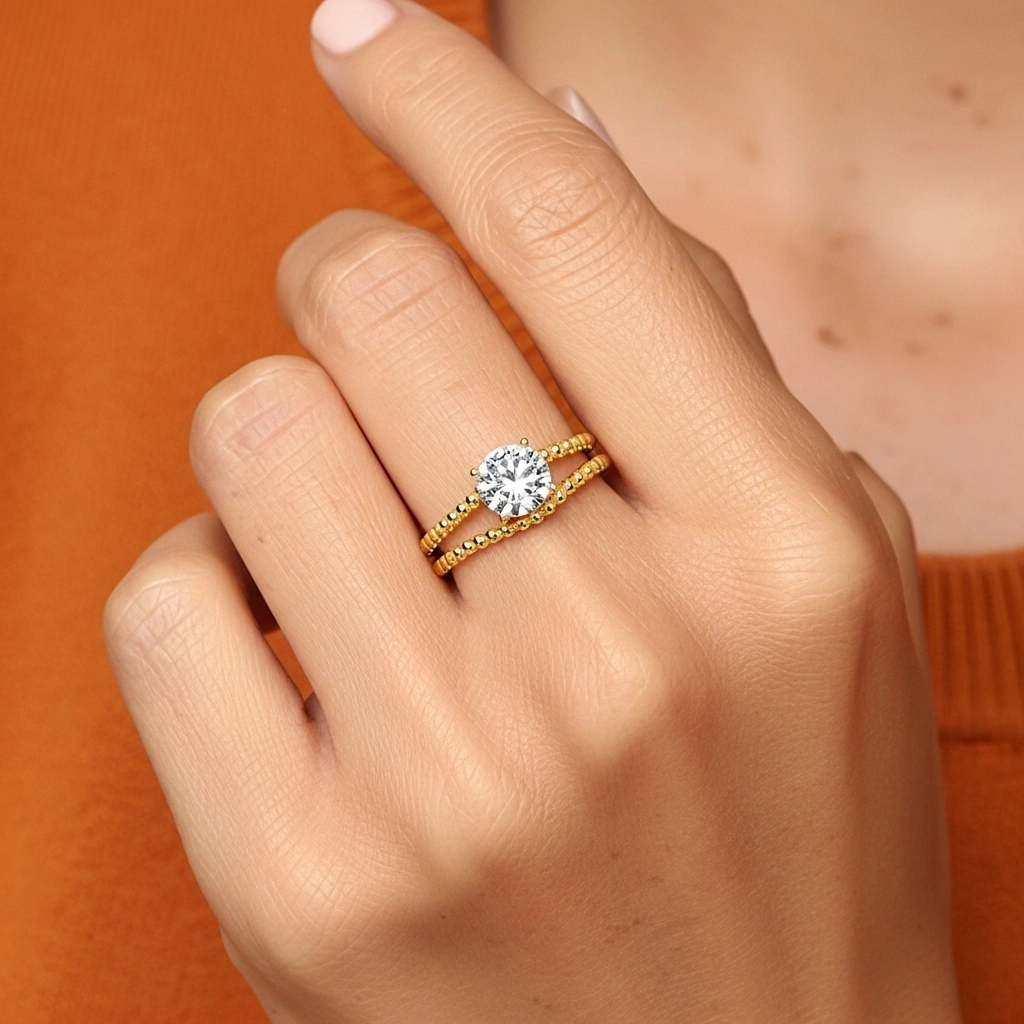 1.00ct Moissanite Wedding Ring Set 14K Gold