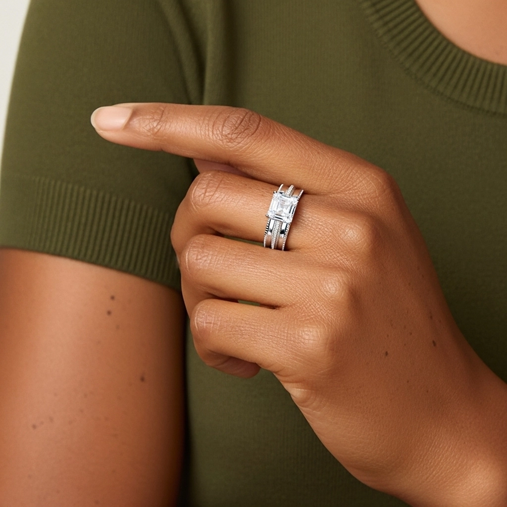 14K White Gold Moissanite Bridal Set