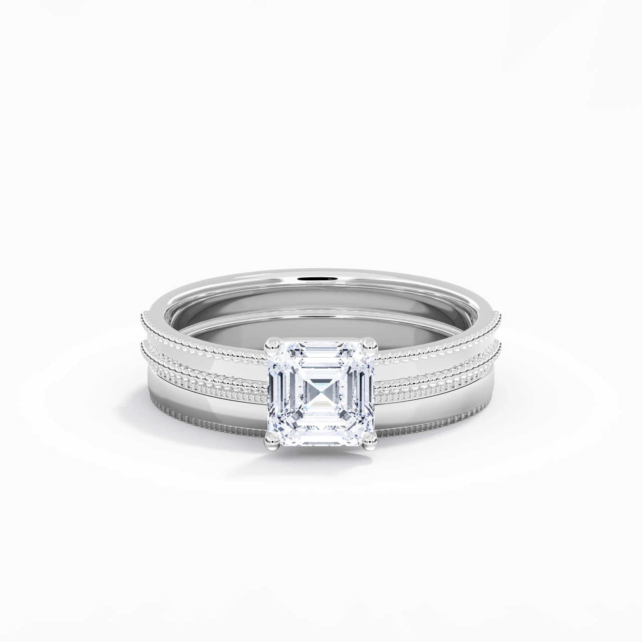 14K White Gold Moissanite Bridal Set