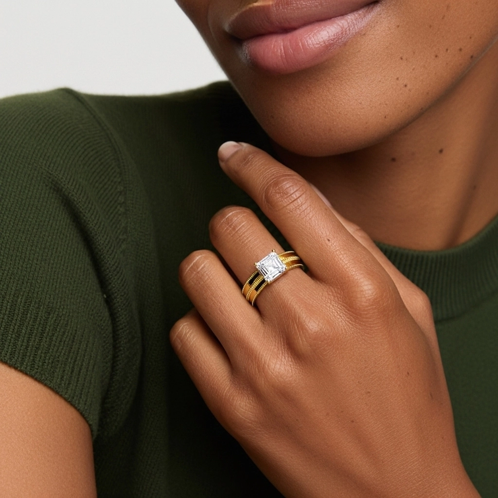 18K Gold Moissanite Bridal Set