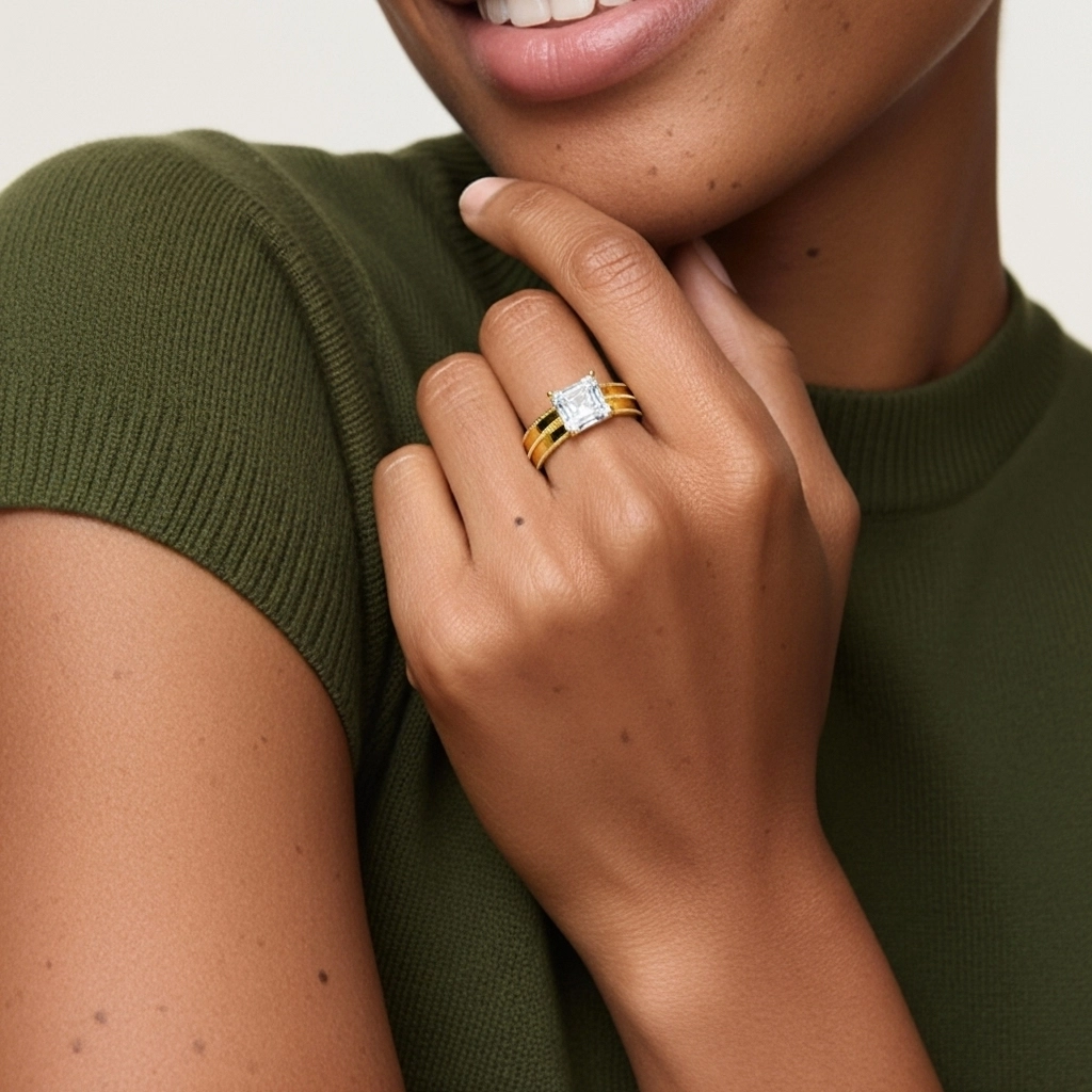 18K Gold Moissanite Bridal Set