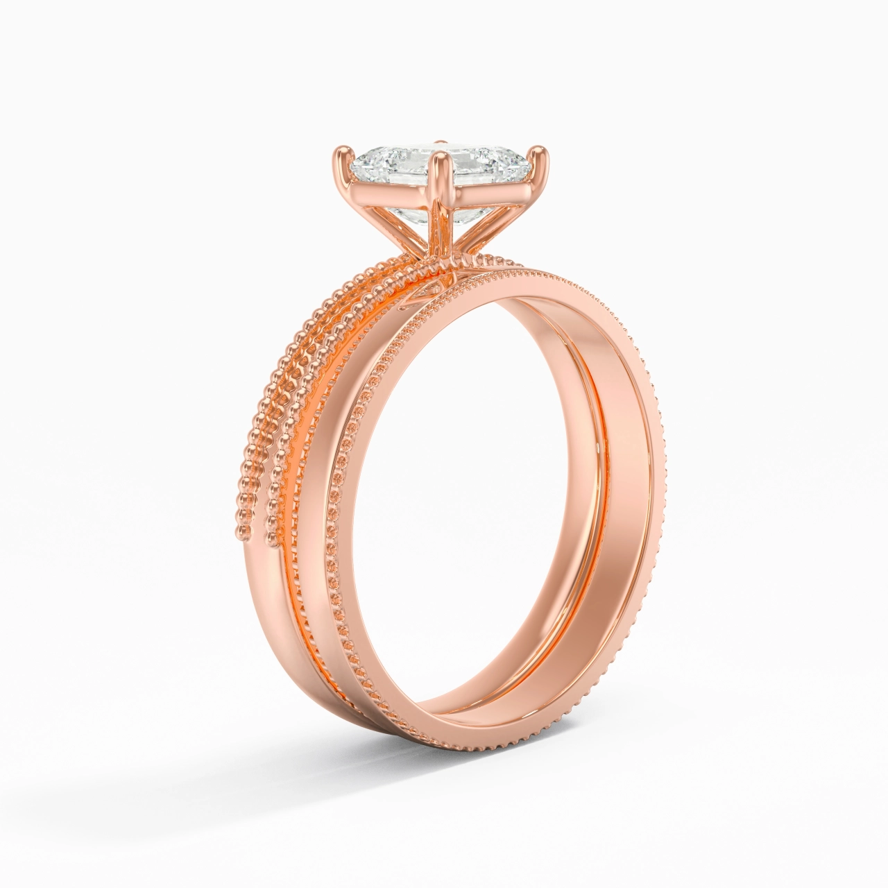 14K Rose Gold Moissanite Bridal Set