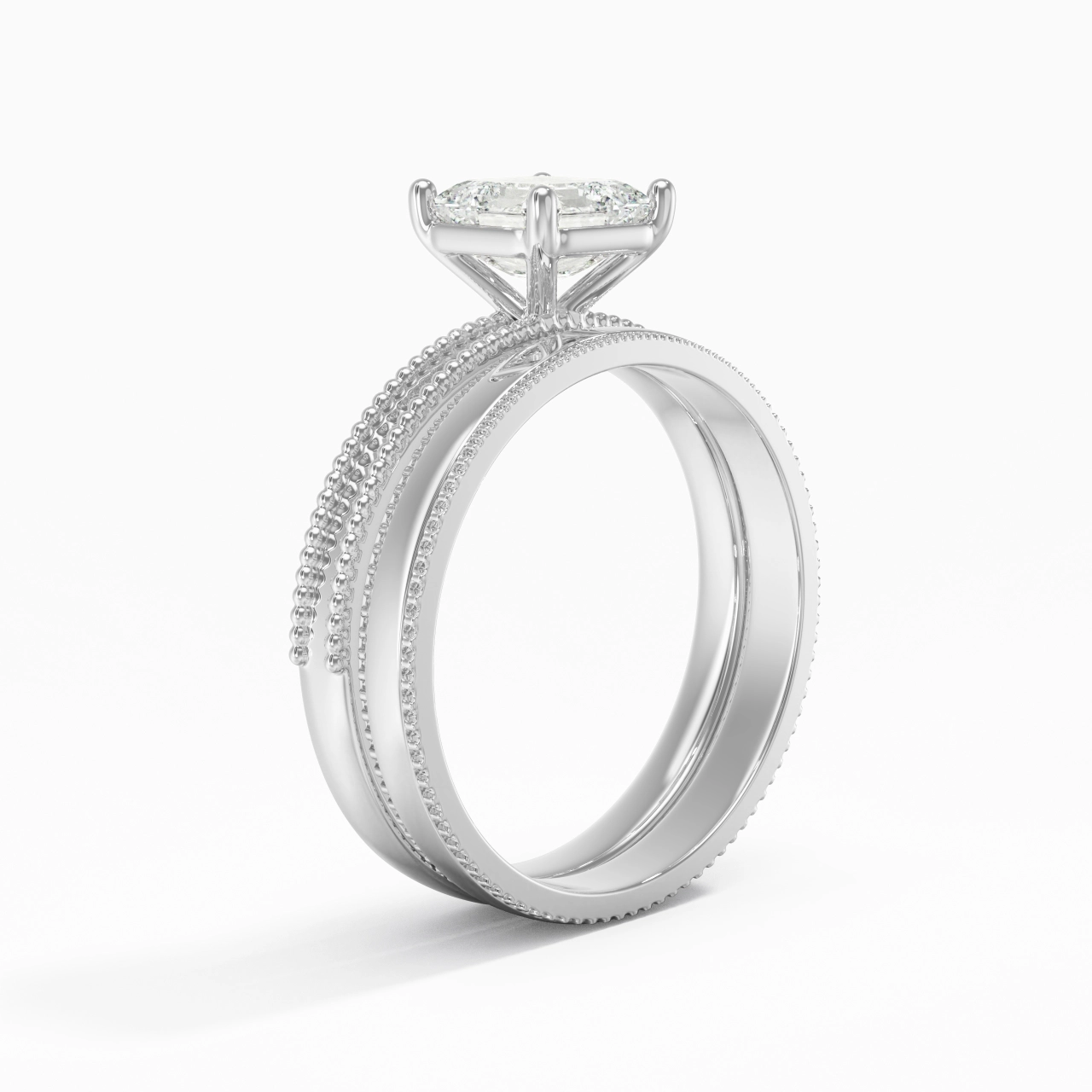 14K White Gold Moissanite Bridal Set