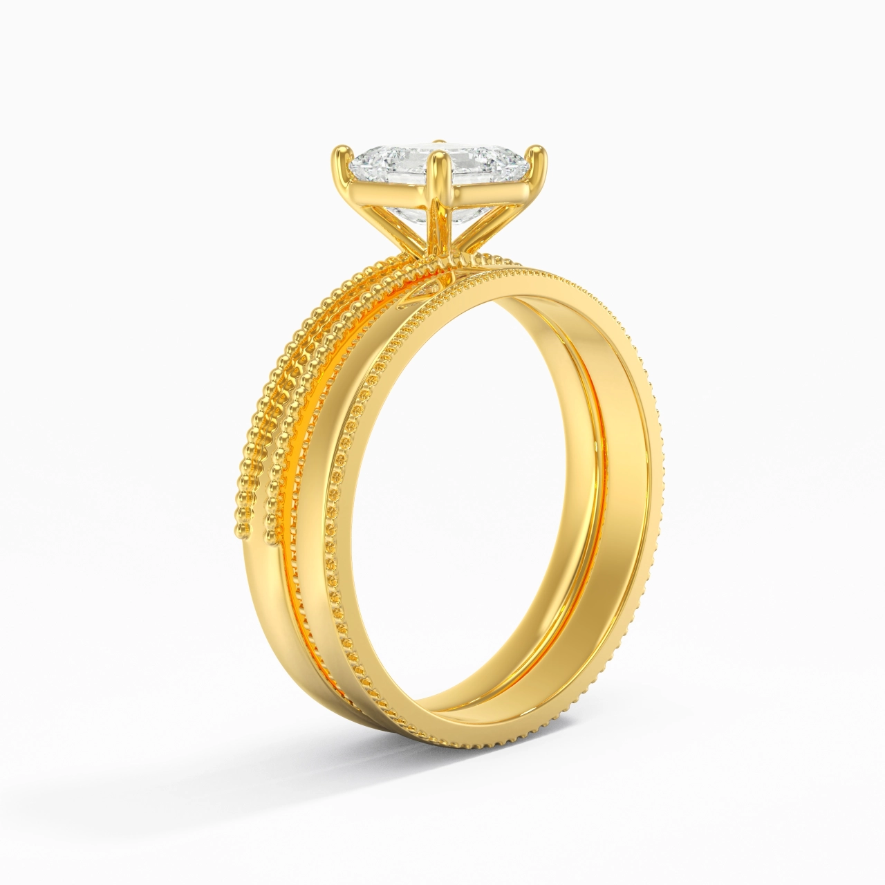 18K Gold Moissanite Bridal Set