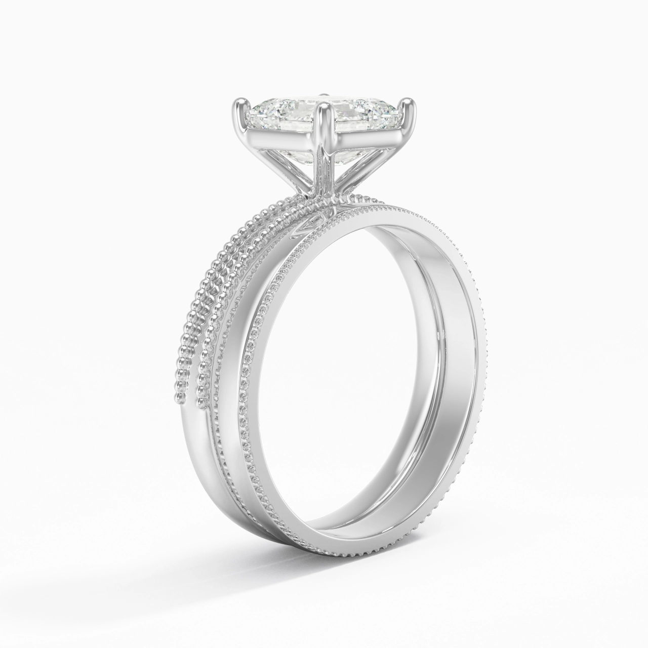14K White Gold Moissanite Bridal Set