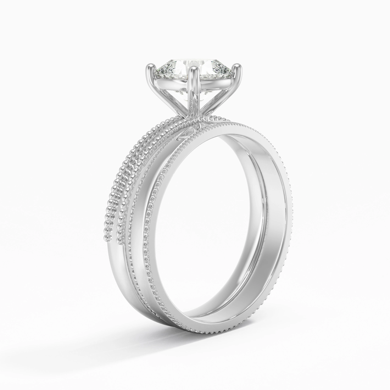 14K White Gold Moissanite Bridal Set