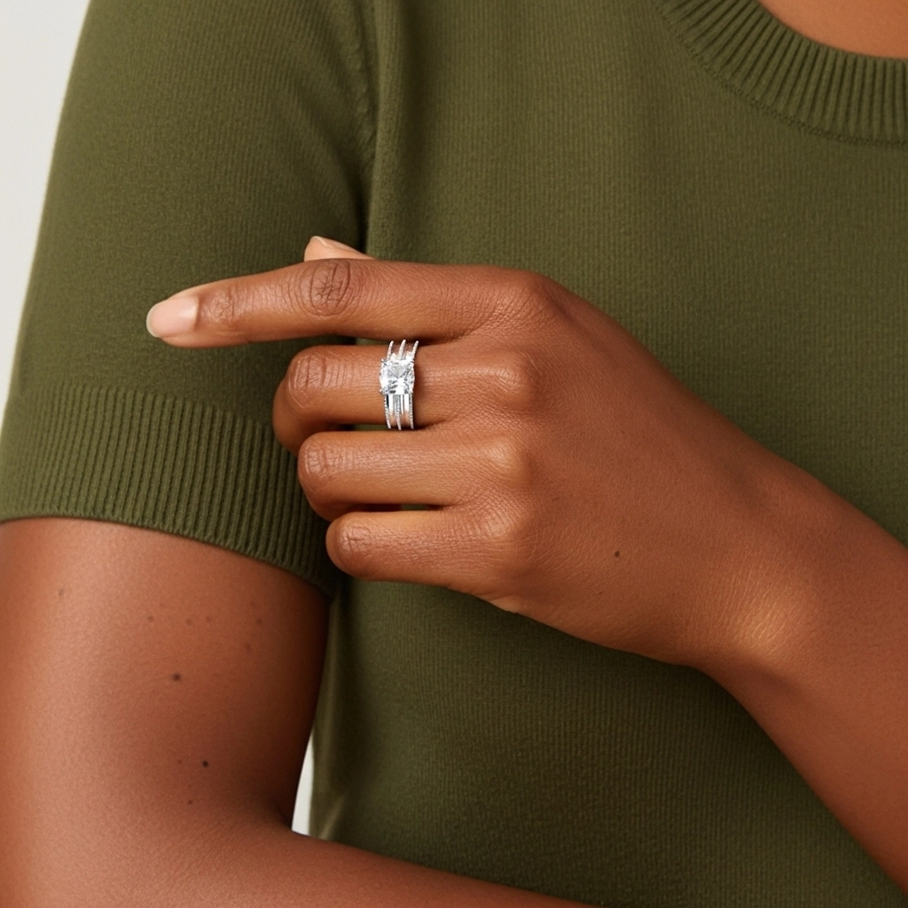 14K White Gold Moissanite Bridal Set