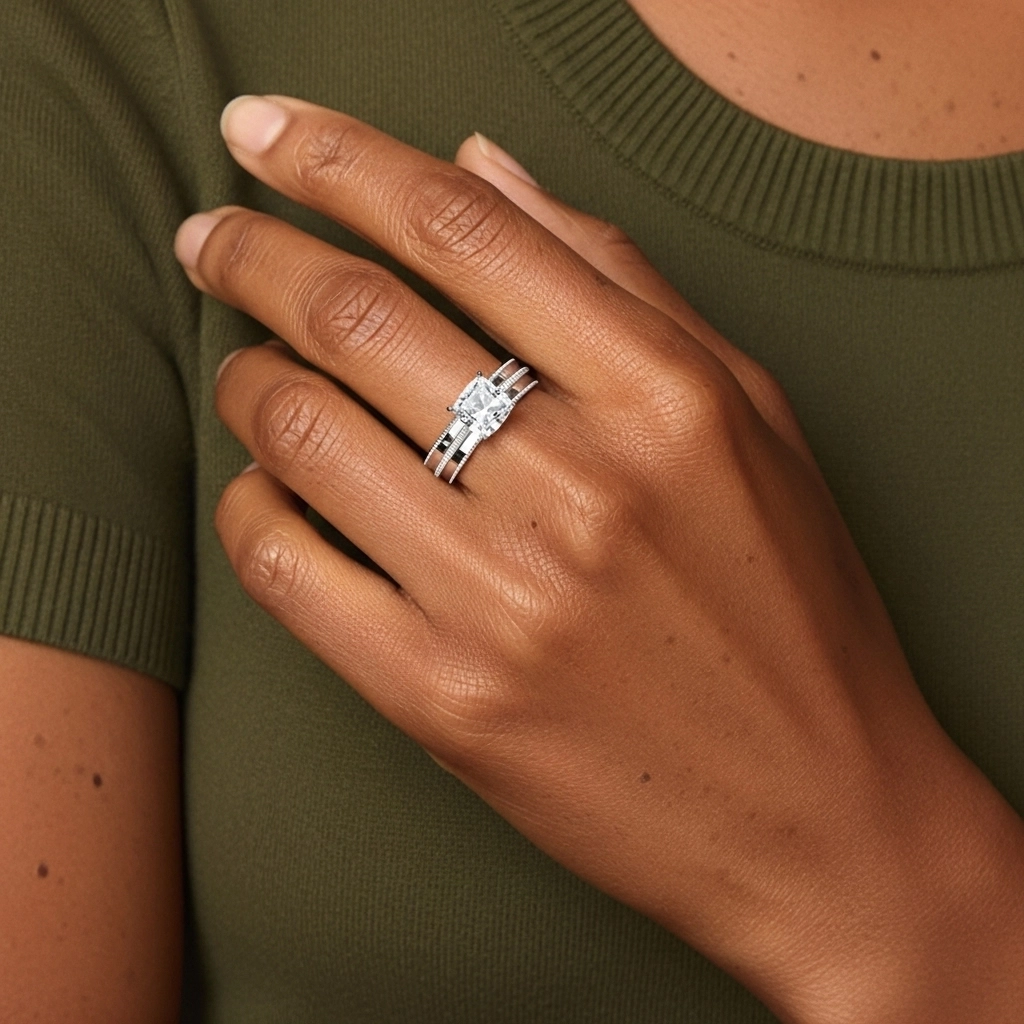 14K White Gold Moissanite Bridal Set