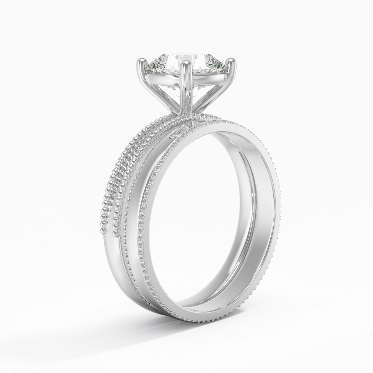 14K White Gold Moissanite Bridal Set