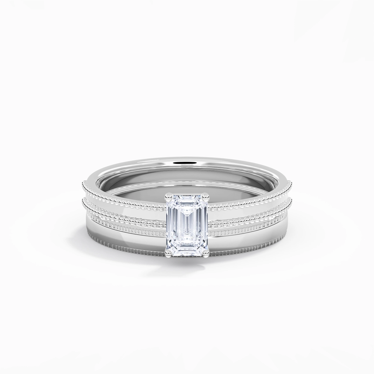 14K White Gold Moissanite Bridal Set