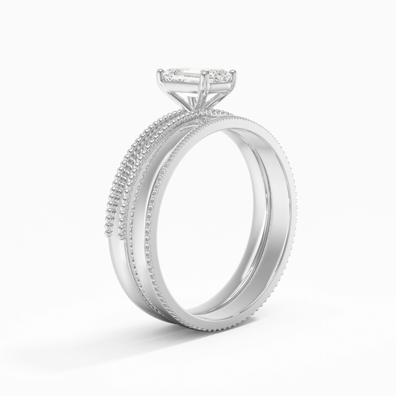 14K White Gold Moissanite Bridal Set