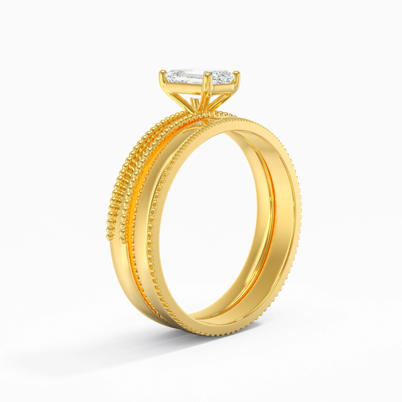 18K Gold Moissanite Bridal Set