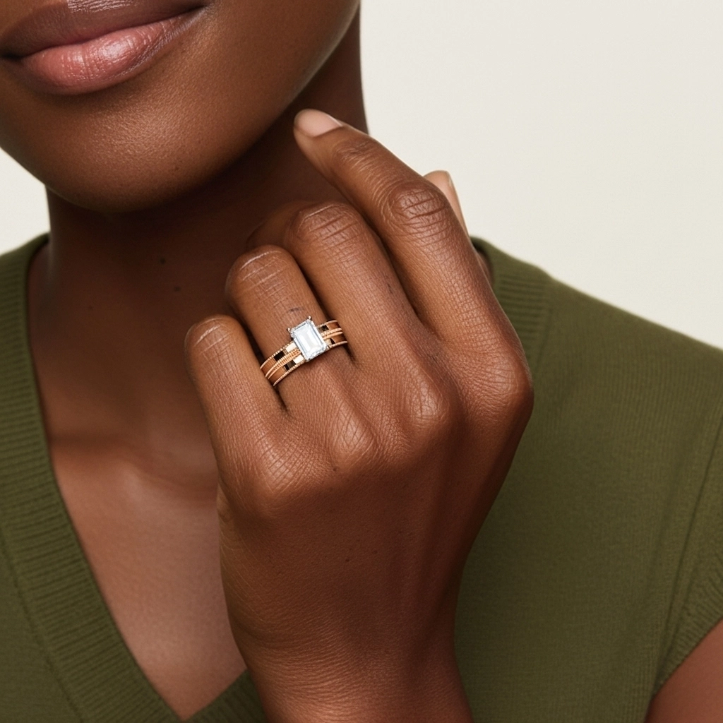 18K Rose Gold Moissanite Bridal Set