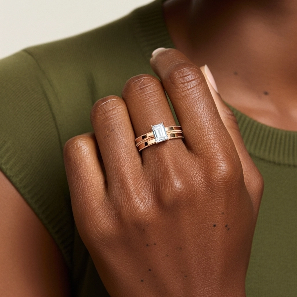 18K Rose Gold Moissanite Bridal Set