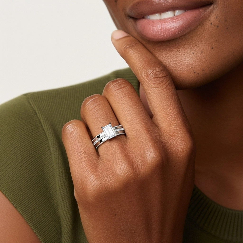 14K White Gold Moissanite Bridal Set