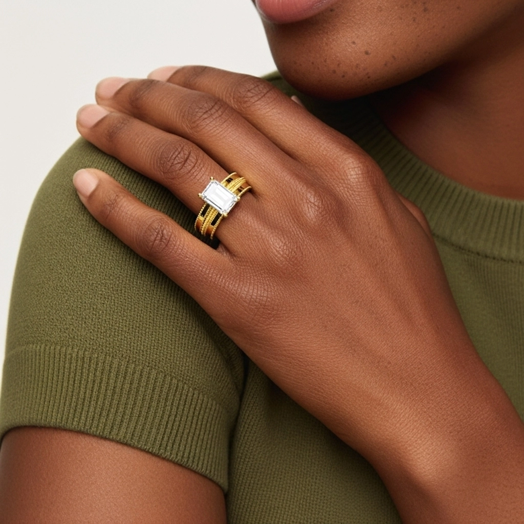 18K Gold Moissanite Bridal Set