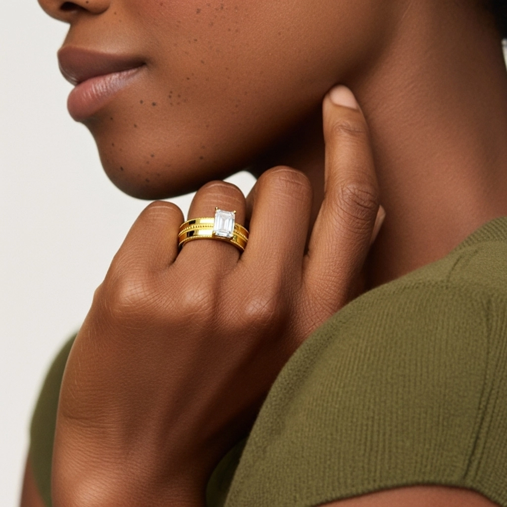 18K Gold Moissanite Bridal Set