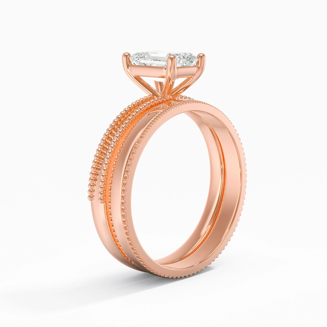 14K Rose Gold Moissanite Bridal Set