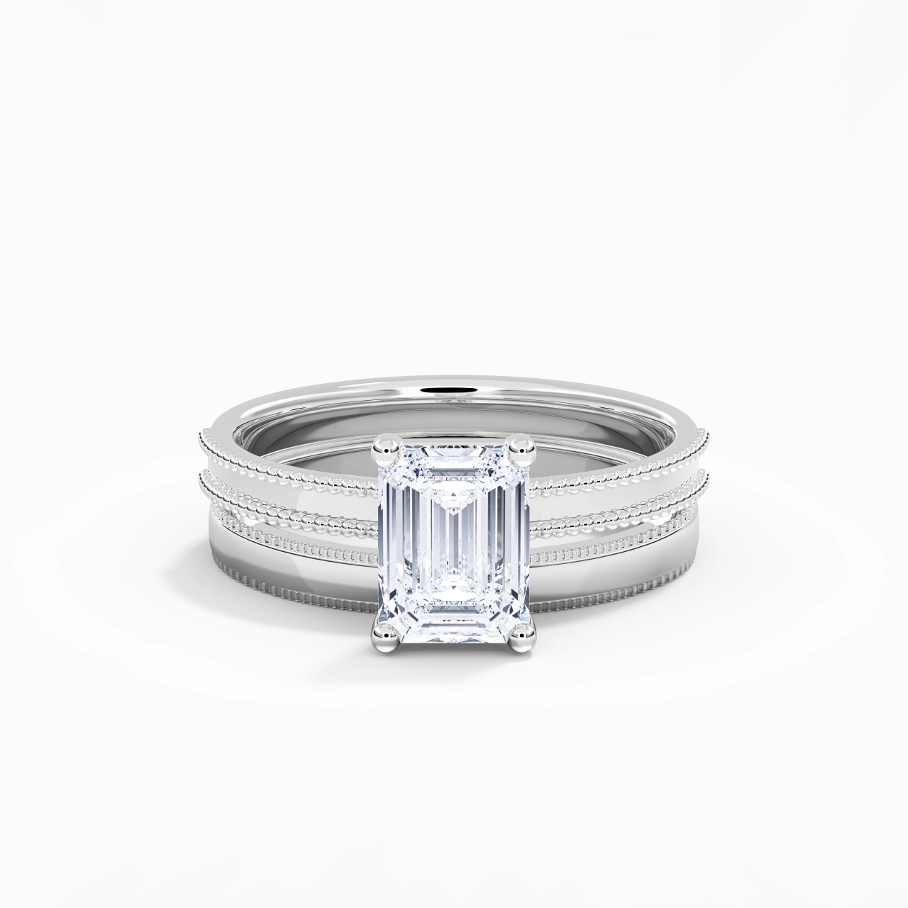 14K White Gold Moissanite Bridal Set