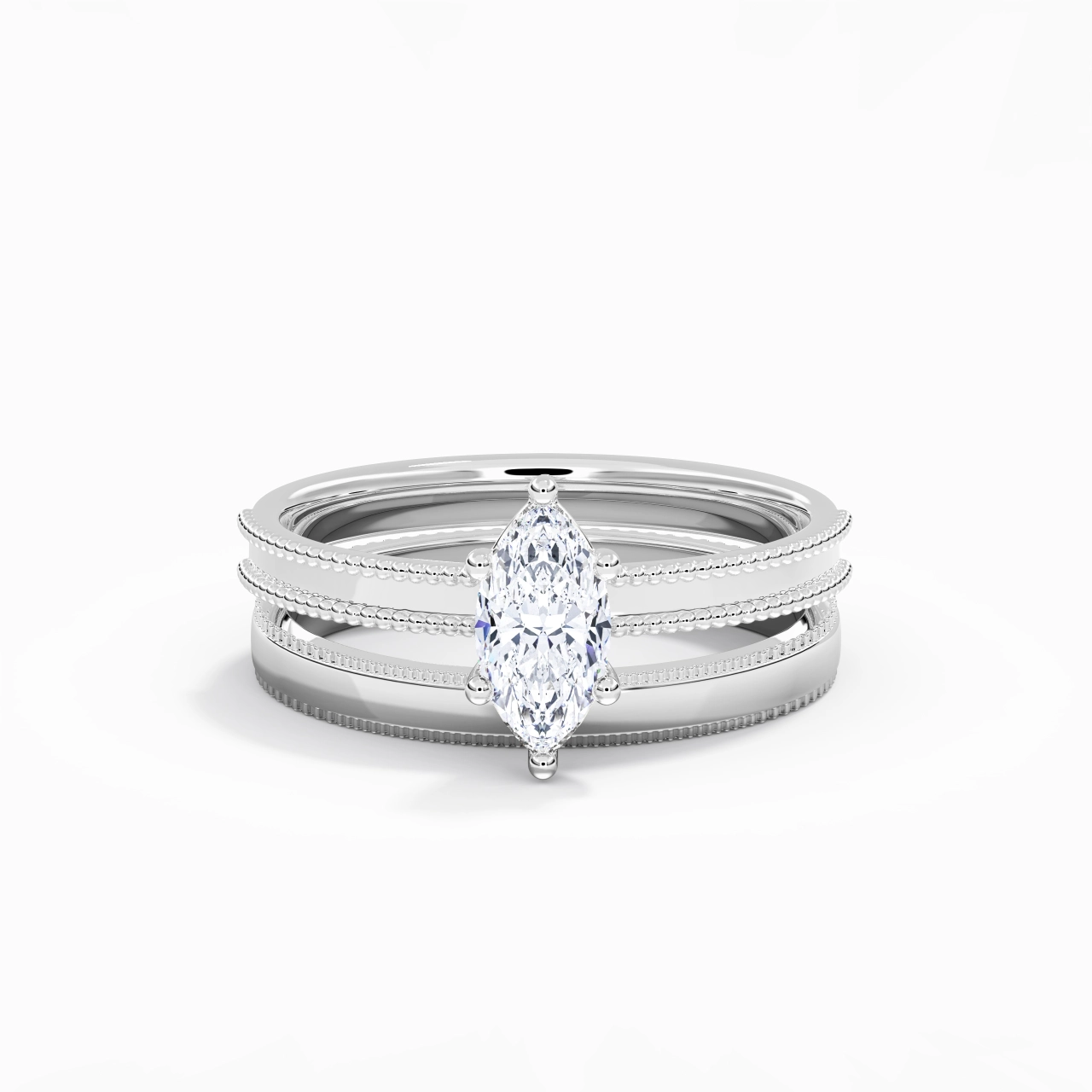 14K White Gold Moissanite Bridal Set