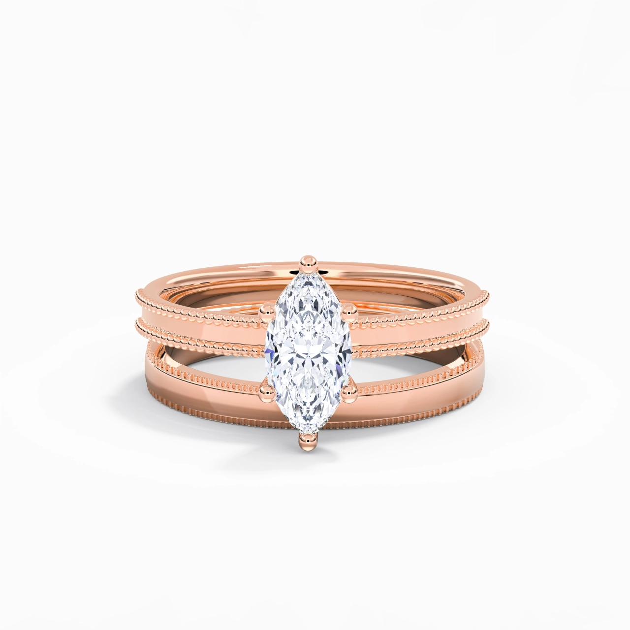 14K Rose Gold Moissanite Bridal Set