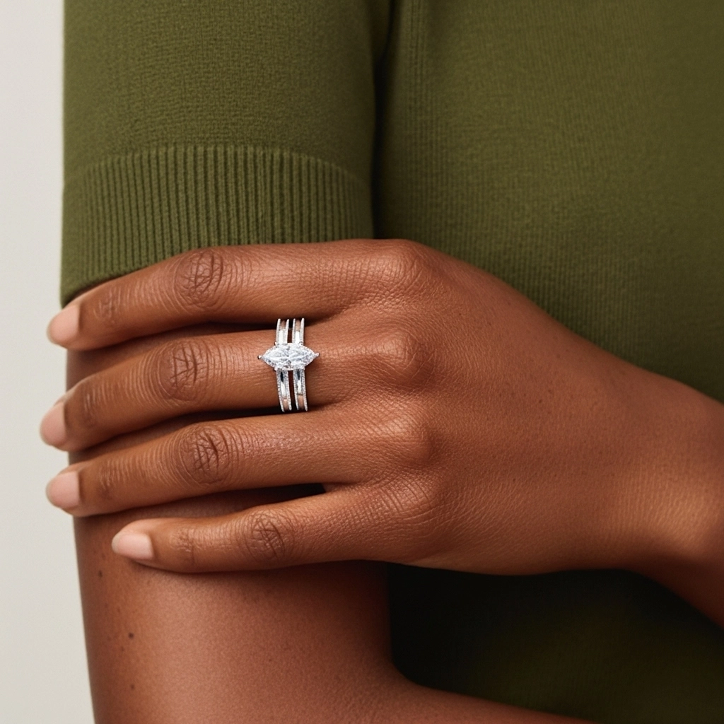 14K White Gold Moissanite Bridal Set