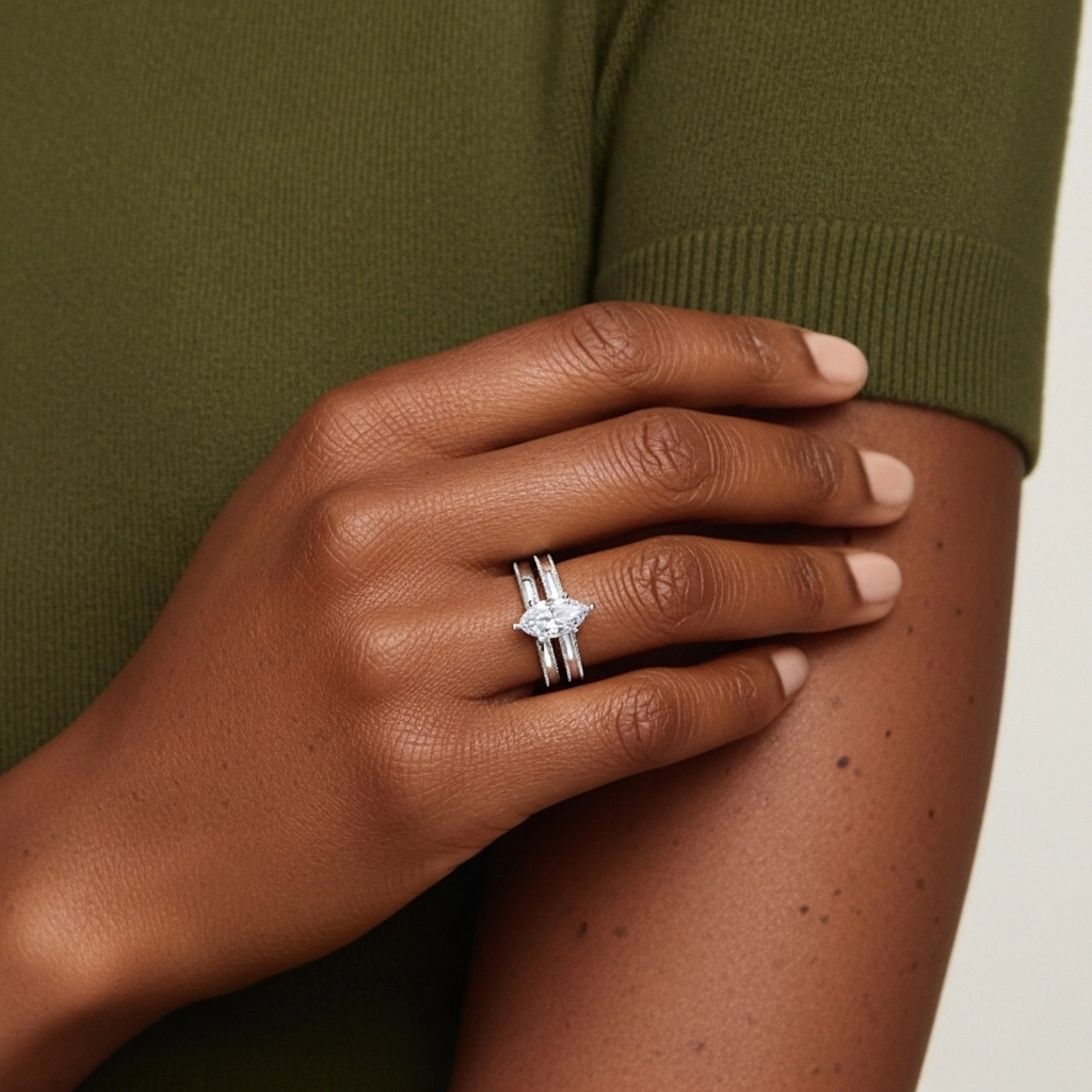 14K White Gold Moissanite Bridal Set