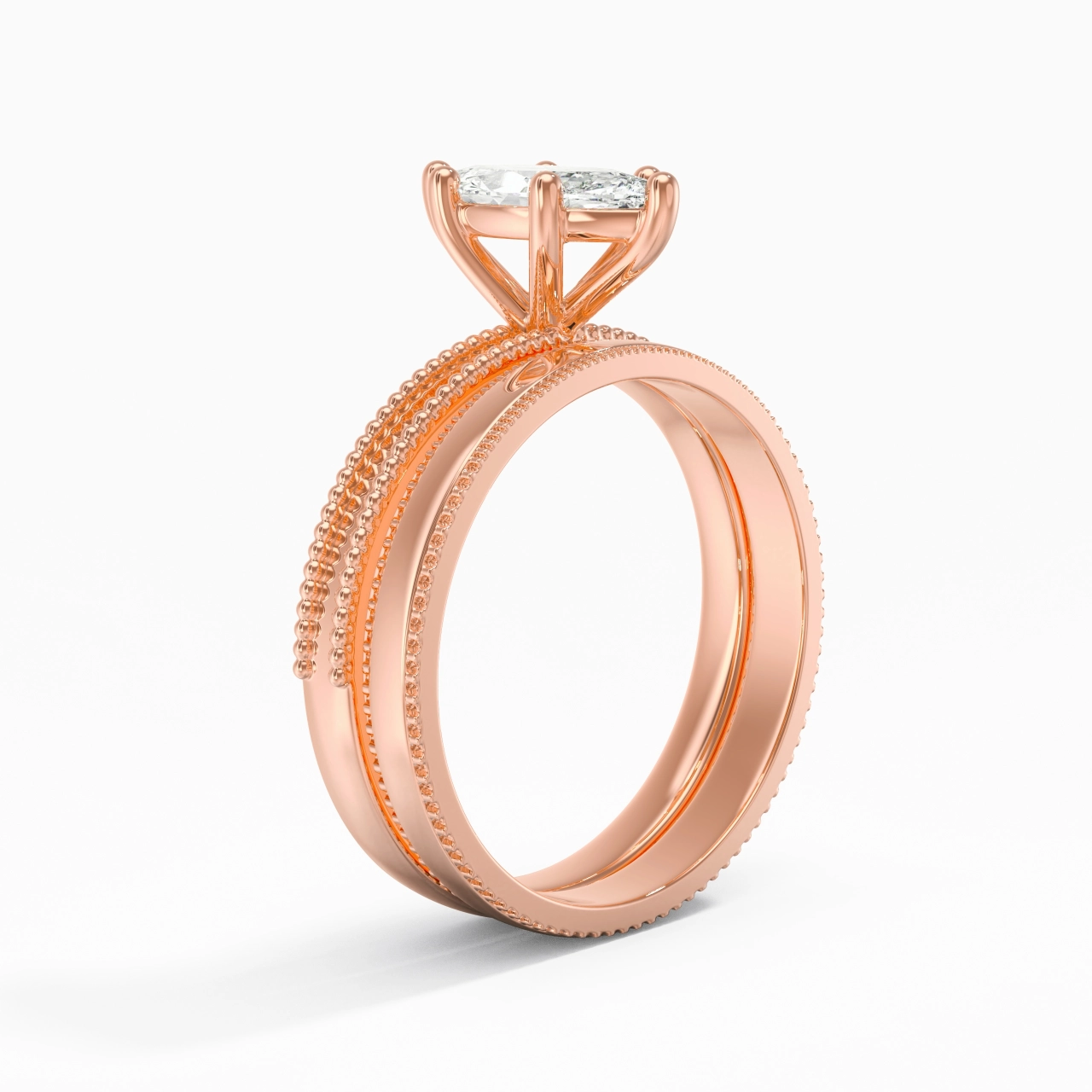 14K Rose Gold Moissanite Bridal Set
