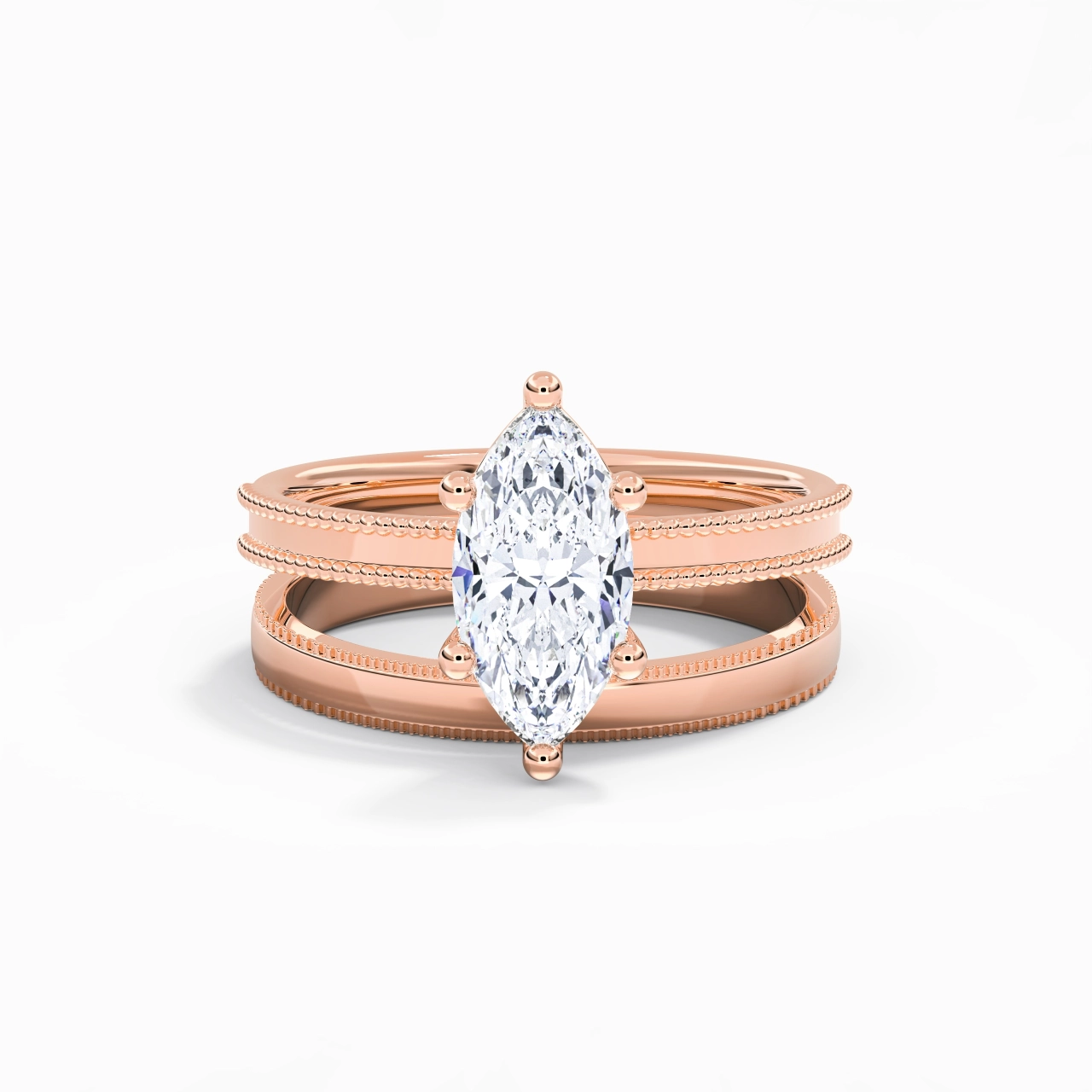 14K Rose Gold Moissanite Bridal Set