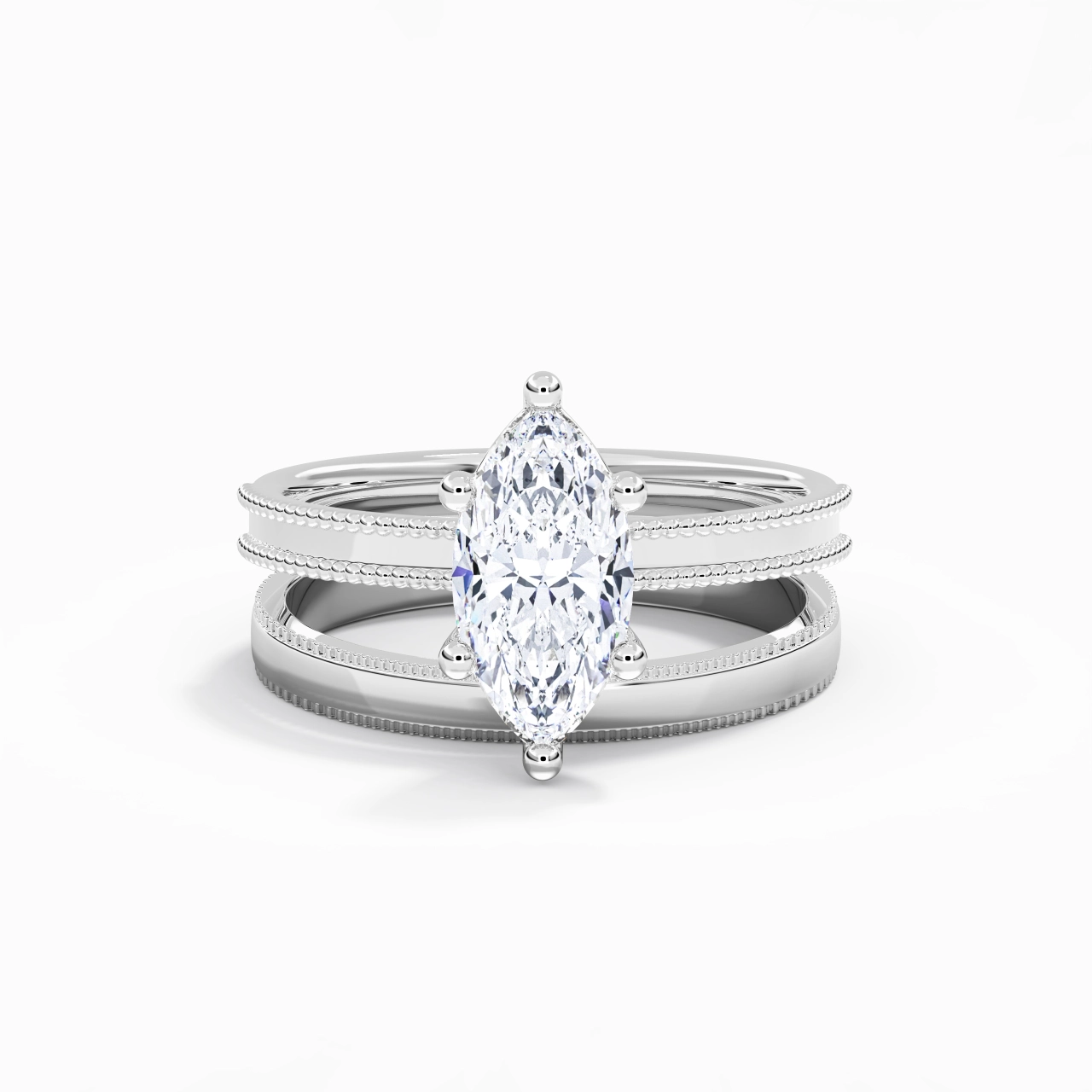 14K White Gold Moissanite Bridal Set