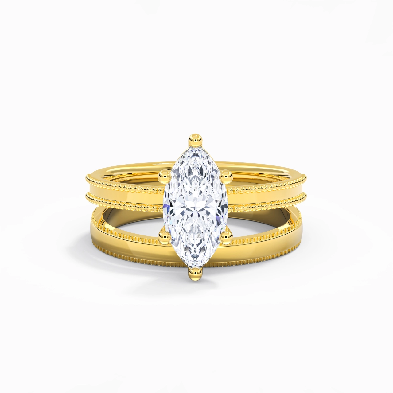18K Gold Moissanite Bridal Set