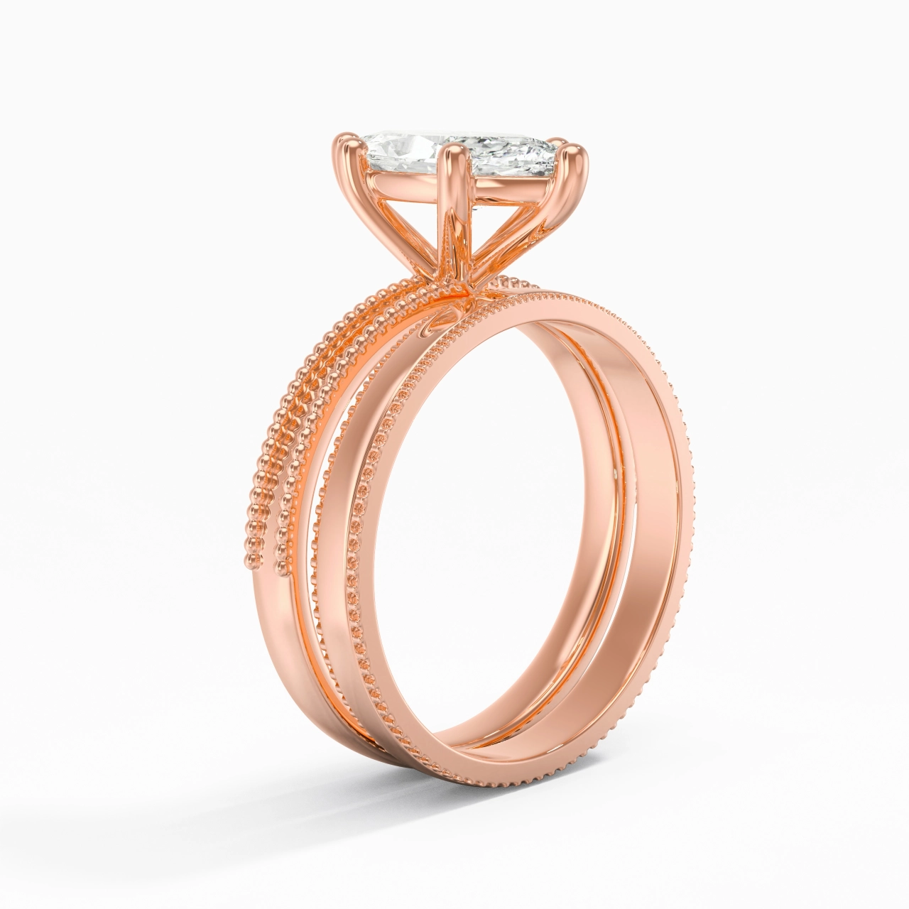 14K Rose Gold Moissanite Bridal Set