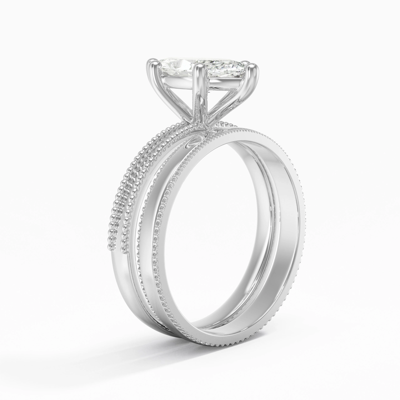 14K White Gold Moissanite Bridal Set