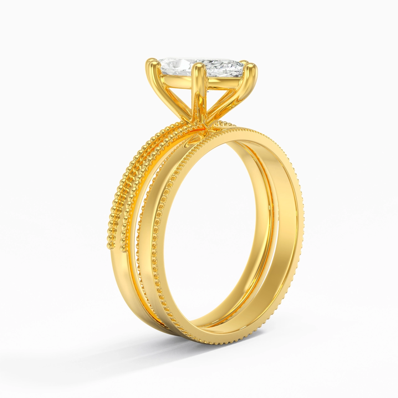 18K Gold Moissanite Bridal Set